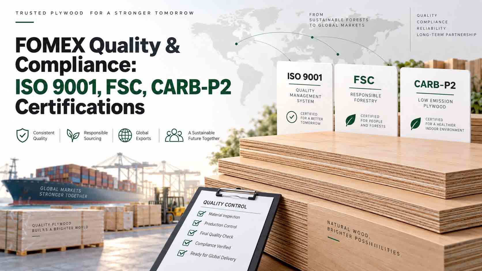 FOMEX Quality & Compliance: ISO 9001, FSC, CARB-P2 Certifications